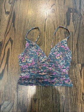 Floral Ruched V-Neck Bralette Tank